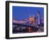 Roebling Suspension Bridge, Ohio River, Cincinnati, Ohio, USA-Walter Bibikow-Framed Photographic Print