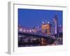 Roebling Suspension Bridge, Ohio River, Cincinnati, Ohio, USA-Walter Bibikow-Framed Photographic Print