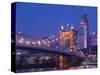 Roebling Suspension Bridge, Ohio River, Cincinnati, Ohio, USA-Walter Bibikow-Stretched Canvas