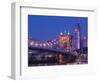 Roebling Suspension Bridge, Ohio River, Cincinnati, Ohio, USA-Walter Bibikow-Framed Photographic Print