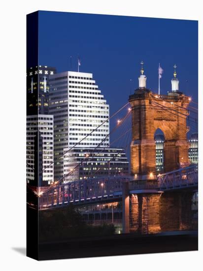 Roebling Suspension Bridge Over the Ohio River, Cincinnati, Ohio-Walter Bibikow-Stretched Canvas