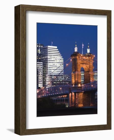 Roebling Suspension Bridge Over the Ohio River, Cincinnati, Ohio-Walter Bibikow-Framed Photographic Print