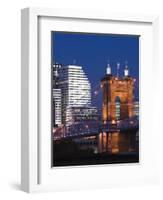 Roebling Suspension Bridge Over the Ohio River, Cincinnati, Ohio-Walter Bibikow-Framed Photographic Print