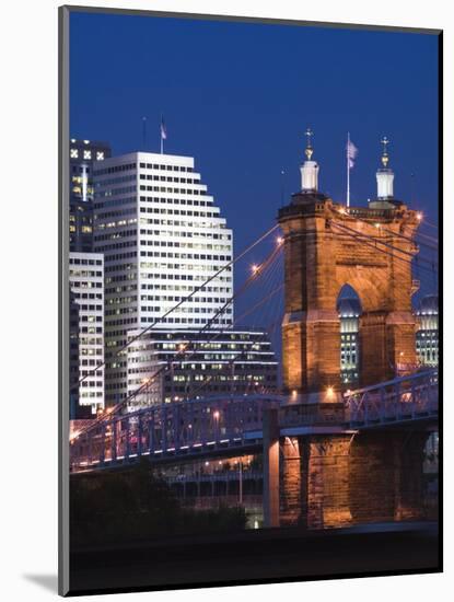 Roebling Suspension Bridge Over the Ohio River, Cincinnati, Ohio-Walter Bibikow-Mounted Photographic Print