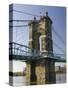 Roebling Suspension Bridge Over the Ohio River, Cincinnati, Ohio-Walter Bibikow-Stretched Canvas