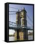 Roebling Suspension Bridge Over the Ohio River, Cincinnati, Ohio-Walter Bibikow-Framed Stretched Canvas