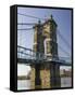 Roebling Suspension Bridge Over the Ohio River, Cincinnati, Ohio-Walter Bibikow-Framed Stretched Canvas