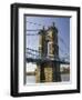 Roebling Suspension Bridge Over the Ohio River, Cincinnati, Ohio-Walter Bibikow-Framed Photographic Print