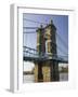 Roebling Suspension Bridge Over the Ohio River, Cincinnati, Ohio-Walter Bibikow-Framed Photographic Print