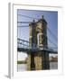 Roebling Suspension Bridge Over the Ohio River, Cincinnati, Ohio-Walter Bibikow-Framed Photographic Print