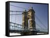 Roebling Suspension Bridge Over the Ohio River, Cincinnati, Ohio-Walter Bibikow-Framed Stretched Canvas