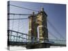 Roebling Suspension Bridge Over the Ohio River, Cincinnati, Ohio-Walter Bibikow-Stretched Canvas