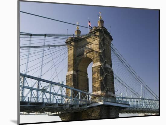 Roebling Suspension Bridge Over the Ohio River, Cincinnati, Ohio-Walter Bibikow-Mounted Photographic Print