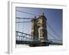 Roebling Suspension Bridge Over the Ohio River, Cincinnati, Ohio-Walter Bibikow-Framed Photographic Print