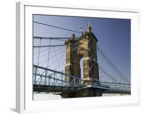 Roebling Suspension Bridge Over the Ohio River, Cincinnati, Ohio-Walter Bibikow-Framed Photographic Print