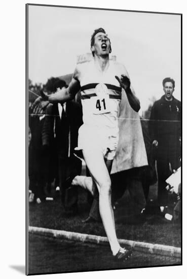 Roger Bannister Achieving the Four-Minute Mile, Oxford, Uk, May 6, 1954-null-Mounted Photo