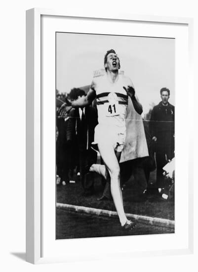 Roger Bannister Achieving the Four-Minute Mile, Oxford, Uk, May 6, 1954-null-Framed Photo