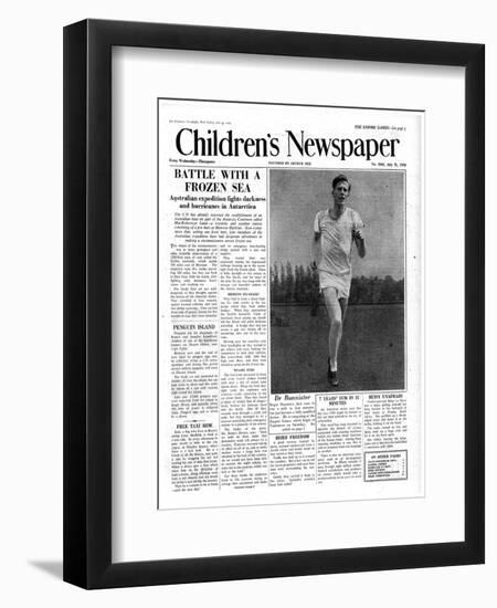 Roger Bannister, Front Page of 'The Children's Newspaper', 1954-English School-Framed Premium Giclee Print