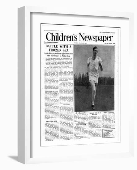 Roger Bannister, Front Page of 'The Children's Newspaper', 1954-English School-Framed Giclee Print