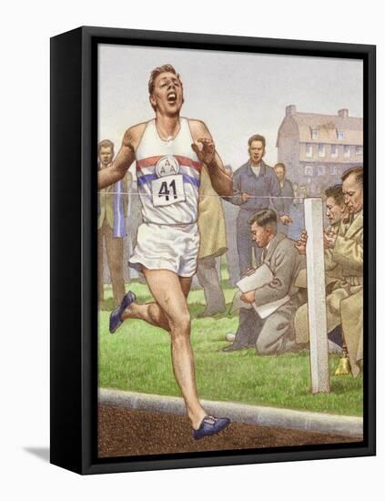 Roger Bannister Running the First Four-Minute Mile-Pat Nicolle-Framed Stretched Canvas