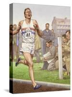 Roger Bannister Running the First Four-Minute Mile-Pat Nicolle-Stretched Canvas