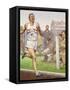 Roger Bannister Running the First Four-Minute Mile-Pat Nicolle-Framed Stretched Canvas