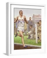 Roger Bannister Running the First Four-Minute Mile-Pat Nicolle-Framed Giclee Print