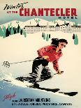 Visit Canada - Skiing - Travel Canadian Pacific, Vintage Railroad Travel Poster, 1955-Roger Couillard-Stretched Canvas