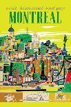 Visit Historical and Gay Montreal Canada - Vintage Travel Poster 1955-Roger Couillard-Stretched Canvas