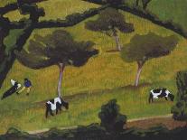 Cows in a Field; Vaches Dans Un Pre-Roger De La Fresnaye-Framed Stretched Canvas