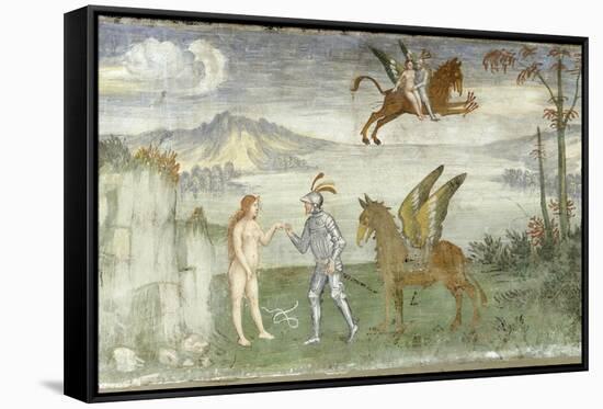 Roger Delivering Angelica. Anonymous artist, 1550. Palazzo Besta, Hall of the Creation, Teglio.-null-Framed Stretched Canvas