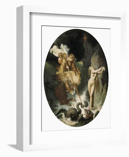 Roger Delivering Angelica-Jean-Auguste-Dominique Ingres-Framed Art Print