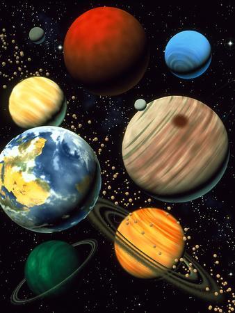 Computer Artwork Showing Planets of Solar System