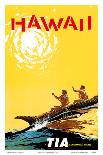 Hawaii - Fly TIA (Trans International Airlines) - Hawaiian Outrigger Canoe (Wa’a)-Roger LaManna-Laminated Art Print