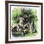 Roger Williams Landing at a Spring Where He Builds Providence, Rhode Island, 1636-null-Framed Giclee Print