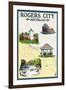 Rogers City, Michigan - Nautical Chart-Lantern Press-Framed Art Print