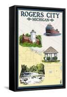 Rogers City, Michigan - Nautical Chart-Lantern Press-Framed Stretched Canvas