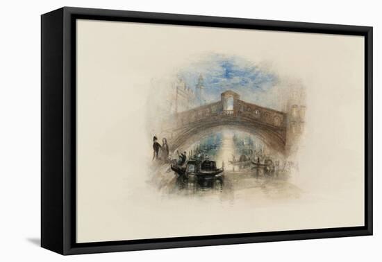 Rogers's Poems 1835 Watercolours, Venice (The Rialto - Moonlight)-J. M. W. Turner-Framed Stretched Canvas