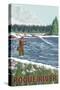 Rogue River, Oregon - Fly Fisherman-Lantern Press-Stretched Canvas