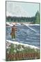 Rogue River, Oregon - Fly Fisherman-Lantern Press-Mounted Art Print