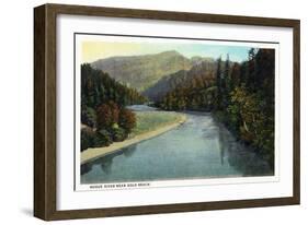 Rogue River, Oregon - River Scene Near Gold Beach-Lantern Press-Framed Art Print