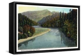 Rogue River, Oregon - River Scene Near Gold Beach-Lantern Press-Framed Stretched Canvas