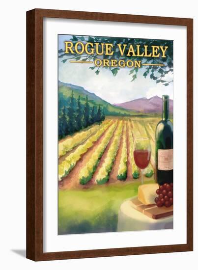 Rogue Valley, Oregon - Wine Country-Lantern Press-Framed Art Print