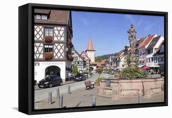 Rohrbrunnen Fountain and Oberturm Tower-Markus-Framed Stretched Canvas