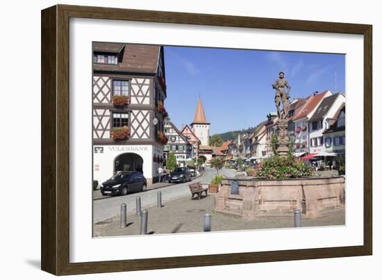 Rohrbrunnen Fountain and Oberturm Tower-Markus-Framed Photographic Print