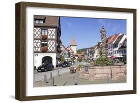 Rohrbrunnen Fountain and Oberturm Tower-Markus-Framed Photographic Print