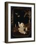 Roironuri Panel In Gold And Black Hiramakie Depicting A Boy Running To Catch Two Dragonflies Flying-null-Framed Giclee Print