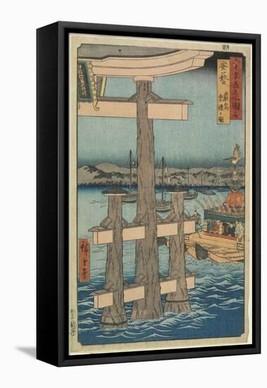 Rokuscene at Itsukushima Shrine, Aki Province, 1853-Utagawa Hiroshige-Framed Stretched Canvas