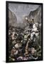 Roland Blowing His Warhorn in Battle Against the Saracens at Roncesvalle, 789 AD-null-Framed Premium Giclee Print