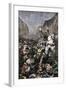 Roland Blowing His Warhorn in Battle Against the Saracens at Roncesvalle, 789 AD-null-Framed Giclee Print